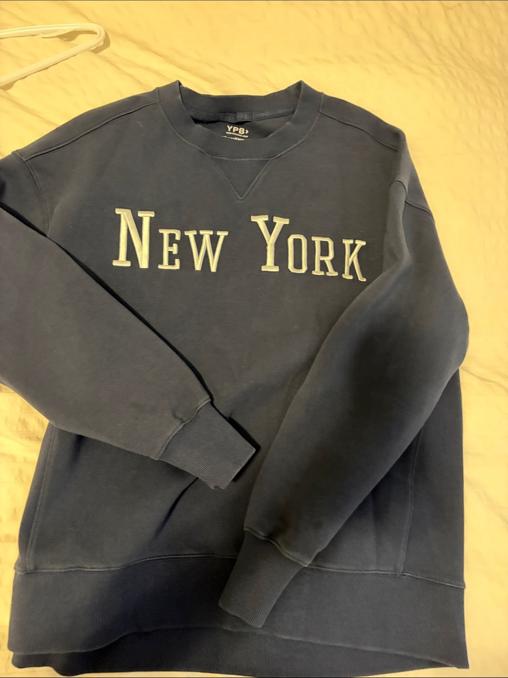 Abercrombie & Fitch Navy Crewneck Sweatshirt with White 'New York' Lettering